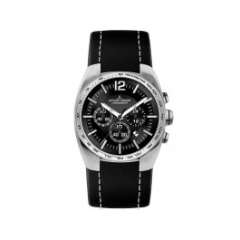 Jacques Lemans klockarmband 1-1688 / 1-1688a Läder Svart 24mm + sömmar vitt