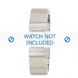Armani klockarmband AR-5482 Krokodil läder Grädde vitt 18mm 