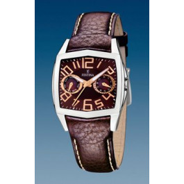 Festina klockarmband F16263-9 Läder Brun + sömmar vitt