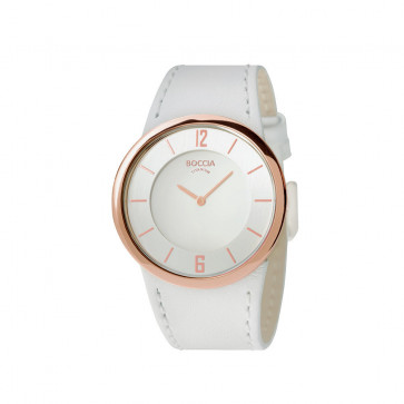 Klockarmband Boccia 3161-02 / BO3161-02-40WI Läder Vit 13mm