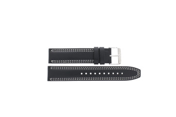 Seiko klockarmband SSB033P1 / 6T63 00D0 Läder Svart 20mm + sömmar vitt