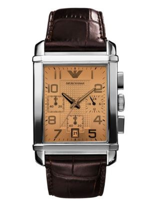 Klockarmband Armani AR0337 Läder Brun 24mm