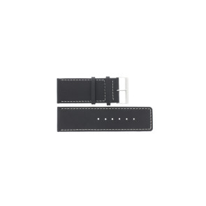 Klockarmband i äkta läder svart med vit söm 30mm J43